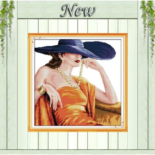 Graceful Noblewoman lady painting counted print on canvas DIY 14CT 11CT DMC Cross Stitch kits Needlework Sets Drawing Embroidery