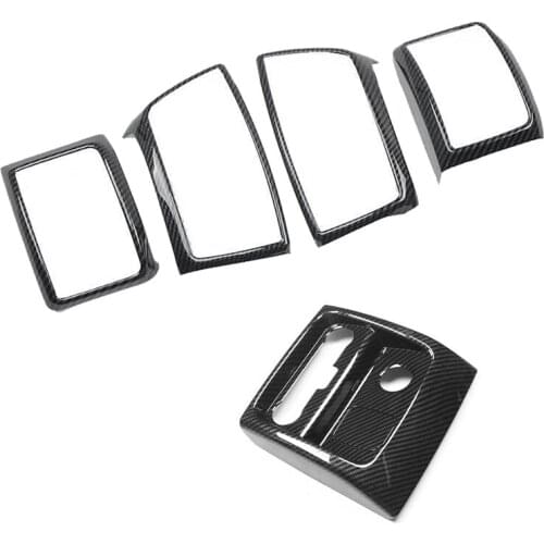 Carbon Fiber Central Dashboard Vent Frame Rear Air Conditioner Outlet Trim for Ford Ranger Everest Endeavor 2015-2021