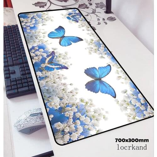 Beautiful Flower Big promotion Cool New Butterfly Keyboard Gaming Mouse Pads High-end Size for 700x300x2mm Rubber Mouse mats