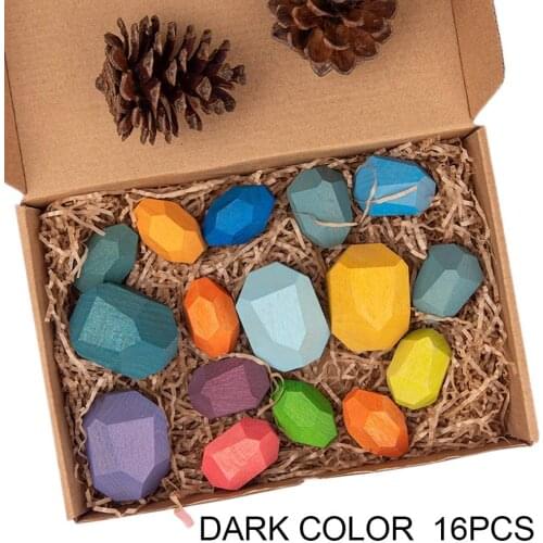Lightweight Wooden Balancing Blocks Colorful Wooden Stones Toy Creative Color Building Block Toys Children Educational Toys