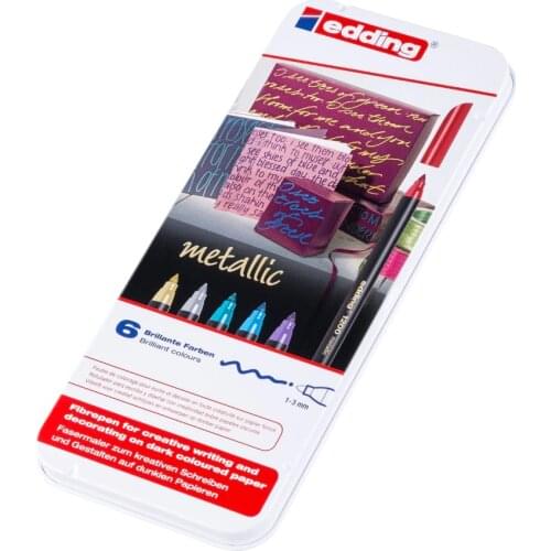 6pcs Metallic Brilliant Textliner Original Marker Highlighter 6 Colors Set Bright Writing Art Pen Painting