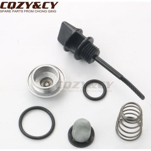 Scooter moped atv oil dipstick with o-ring & oil cover & spring & oil filter for Baotian BT49QT BT50QT BT125T 50cc 125cc 4T
