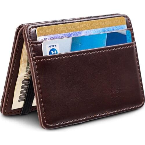 Fashion Man Small Fold Leather Magic Wallet Mens Mini Purse Money Bag Credit Card Holder Clip For Cash drop shipping