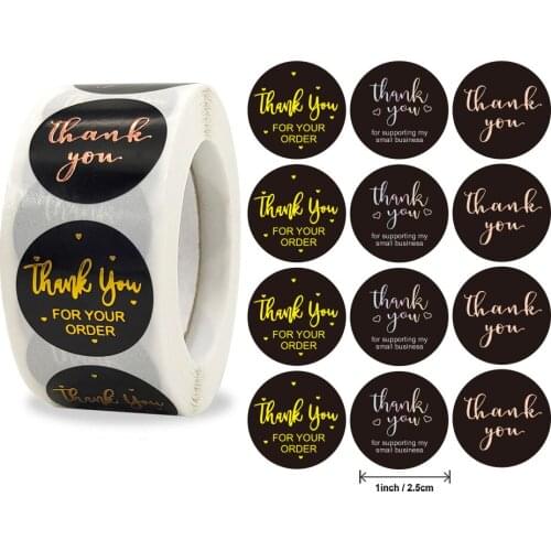 100-500pcs Thank You Stickers for Baking Packaging Seal Labels Stationery Stickers Black Round Business Label Stickers Paper
