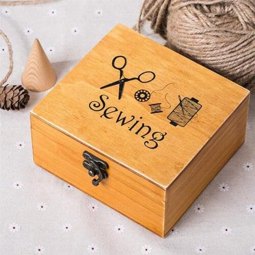 New Wooden Sewing Box Sewing Accessories Supplies Kit Workbox for Mending