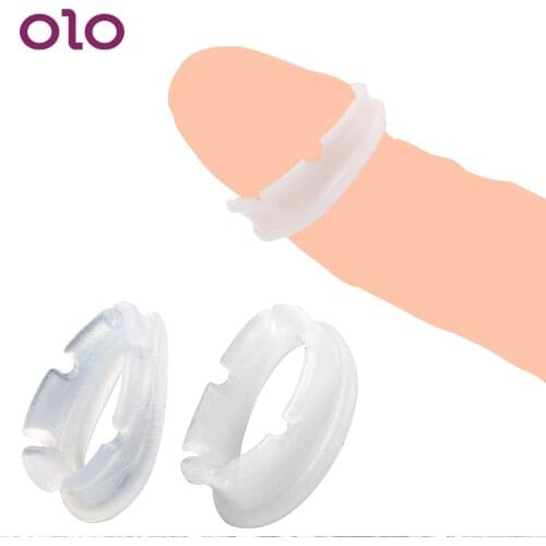 OLO 2pcs Tassel Penis Ring Foreskin Correction Resistance Ring Glans Delay Trainer Cock Penis Widening Rings Sex Toys for Men