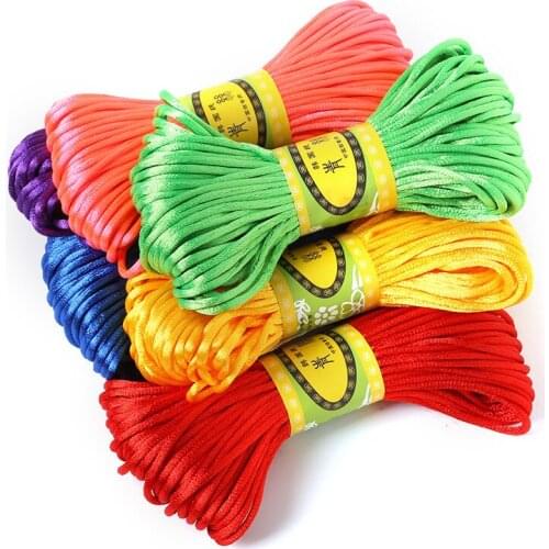 Colorful Soft Satin Rattail Macrame Cord Weaving Nylon Rope For DIY Chinese Knot Bracelet Necklace Jewelry Finding Accessorie