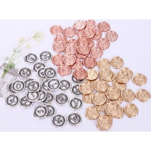 18MM Rose Gold Silver 26 A-Z Engraved Letters Seal Pendant Charms Jewelry Making Accessories 130PCS
