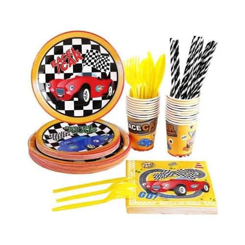 Full set of Racing Car Theme Party Supplies Birthday Party Decor Kid’s Favorite Decoration Handsome Party Articles