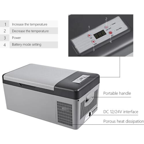 Portable fridge freezer box 15L capacity Cooler Frigerator for DC Car Home RV camper caravan outdoor Travelling AC 110V-240V