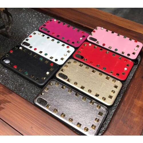 Luxury Leather Studded Rivet Colourful Jewelled Phone Case For iPhone 11 Pro X XS Max XR 7 8 6 6S Plus Phone Cases Cover Coque