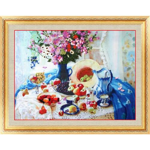 Needlework,DIY Ribbon Cross stitch Sets for Embroidery kit,table daisy flower fruit ribbon Cross-Stitch handwork wedding gift