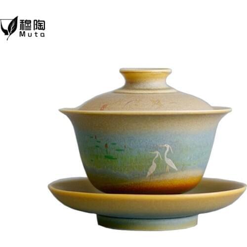 Ceramic Tea Bowl Lid Saucer Set Lotus Teapot Master Cup Exquisite Tea Tureen Kung Fu Tea Teaware Drinkware chinese ceramic ware