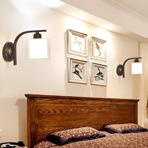 Modern style E27LED wrought iron wall lamp black CE certified AC current 90-260V bedside dining room living room bedroom study