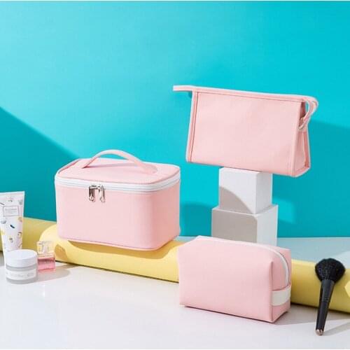 Makeup Bag Portable Travel Cosmetic Bag for Women Zipper Makeup Organizer Bag with Inner Pouch PU Leather Washable New