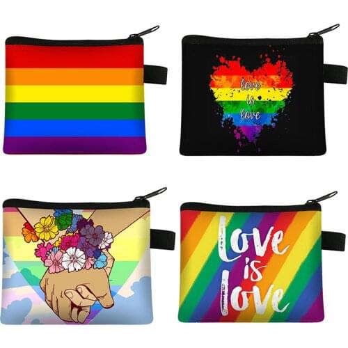LGBT Love Wins Coin Bag Girl Mini Coin Purse Rainbow Love Shopping Coin Holder Storage Bag Gift