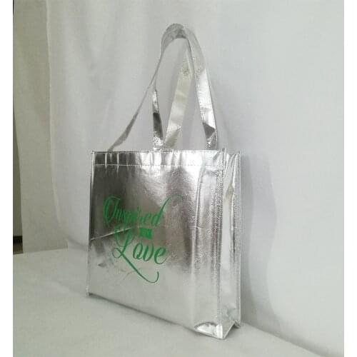 Wholesales 500pcs custom logo Metallic PP Non Woven Fabric Luxury bags for Present Wrapping Supply Event Festival Party Favors