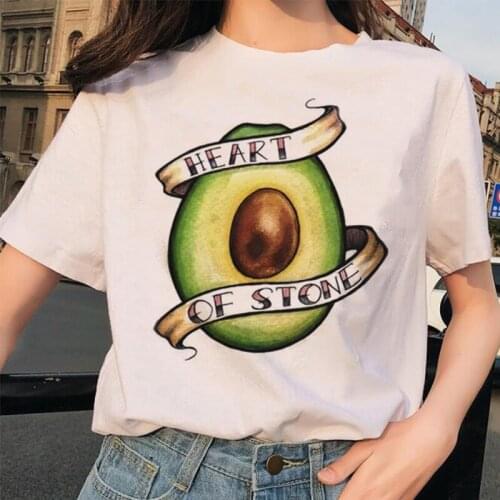 Loose Womens Summer Fashion Trend Style Avocado Printed Femme T-shirts O Collar Tops Tide Brand Female 2020 Handsome New