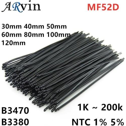 10PCS MF52D MF52 1K 2K7 5K 10K 47K 50K 100K 200K 1% 5％ 102-104 3380 3470 NTC Thermistor Thermal Resistor Resistance 30 50 80mm