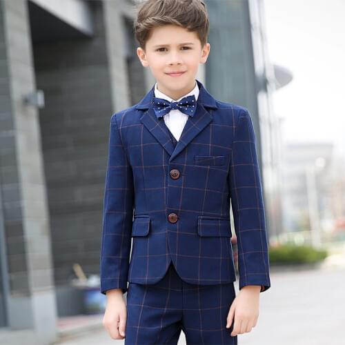 Flower Boys Formal School Suit for Weddings Child Blazer Shirt Vest Pants Tie 5pcs Tuxedo Kids Prom Party Dress Clothing Set