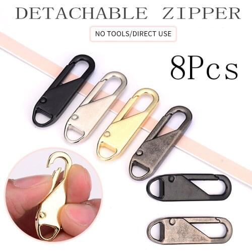 8PCS/Set Alloy Universal Zipper Pull Garment Zipper Holder Removable Zipper Slider DIY Sewing Instant Repair Zipper Bag JU0279