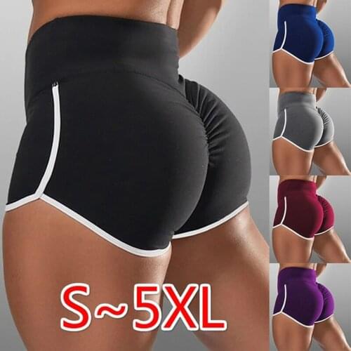 Womens Sports Yoga Shorts Workout Fitness Running Sport Female pants sexy solid high waist tight hip Gym Cycling Sport Shorts