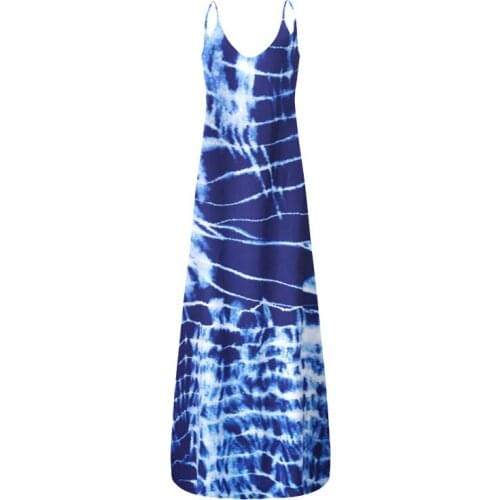 Temperament Womens Printed Sling Dresses Elegant Female Casual Loose Dresses Summer Sexy V Neck Long Straps Sundress 2021 New