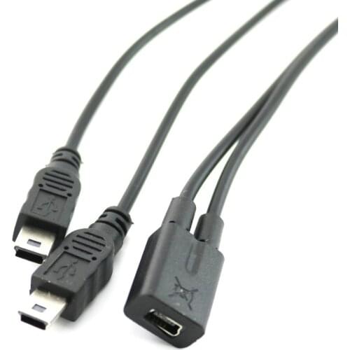 10pcs Mini USB 2.0 Female To Dual 2x Male Splitter Y Extension Charger Adapter Cable Cord 30cm