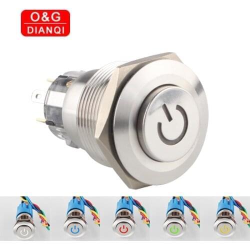 22mm Metal Push Button Switch Waterproof Self locking/ Momentary Button Switch Power Led Push Switch 12V 220V Switch