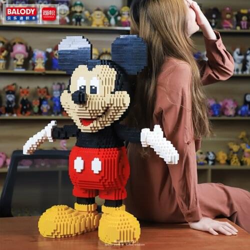 Disney 2500pcs+ Mickey Mouse Blocks Big 67cm 3D Model Classic Cartoon Building Bricks Figures For Bricks Toys DHL Free Shipping