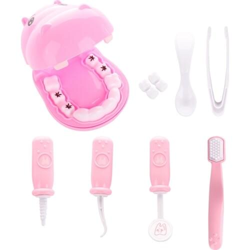 9Pcs Kids Pretend Play Dentist Check Teeth Model Set Medical Kit Educational Role Play Simulation Learing Toys