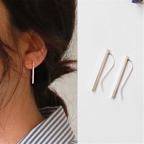925 Sterling Silver Simple Stud Earring For Women Wedding Party Jewelry Brincos Pendientes eh970