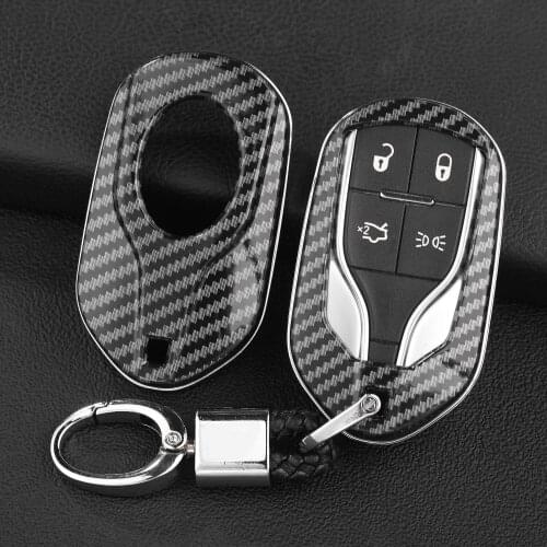 ABS Carbon Fibre Car Key Case Car Remote Shell Cover Fit For Maserati Ghibli Levante Quattroporte Protector Auto Keychain