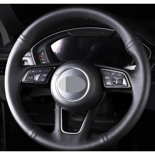 Car Steering Wheel Cover Hand-Stitched Non-slip Black Artificial Leather For Audi A3 2017-2019 A4 2017-2019 A5 2018-2019