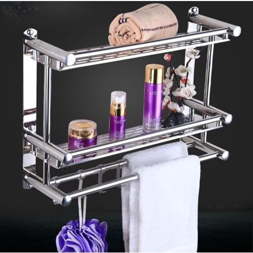 Stainless Steel Bathroom Storage Rack Wall Shelf Towel Rack Holder Bathroom Accessories