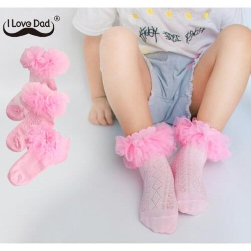 Breathable Baby Socks Cotton Lace Ruffled Baby Girls Socks Solid Color Princess Children Socks 1-3 Years