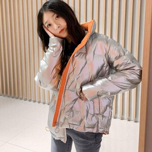 Glossy Down cotton padded coat women Short Cotton Jacket coat Winter Womens Bread clothing Winter Jackets Quality Parka Overcoat