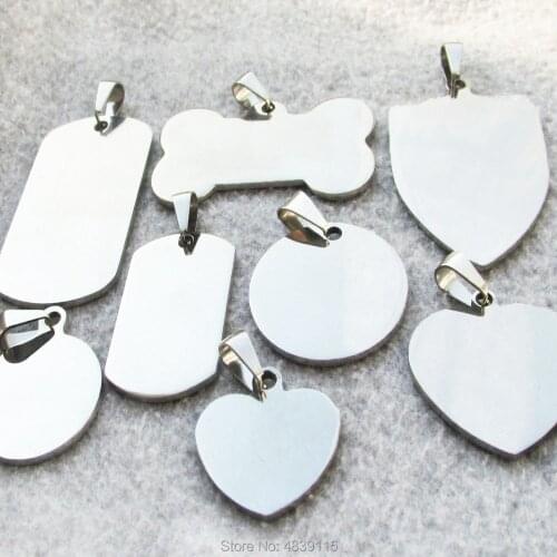 Customized Shapes Stainless Steel Dog Tags Pet ID Tags with Mirror Polished Surface 100pcs/lot Wholesale