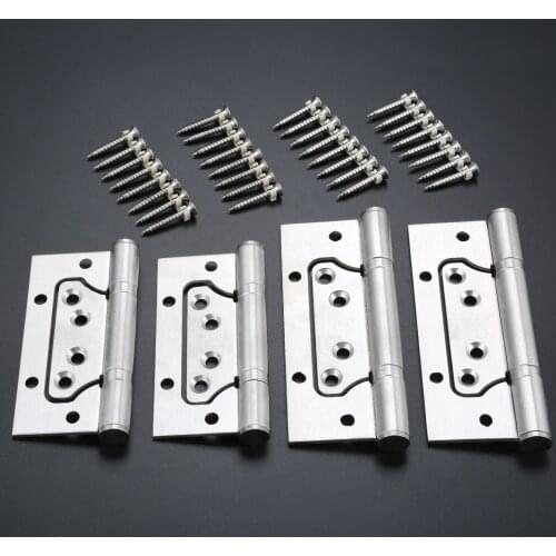 2Pcs 4/5inch Wooden Door Hinges Thickened Stainless Steel Mother Hinges Furniture Hardware Free Slotted Mute