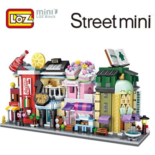 LOZ Mini Street Town Building blocks Children Toy Store Musical Shop Cake Shop Bookstore Offical Authorized Distributer Gift