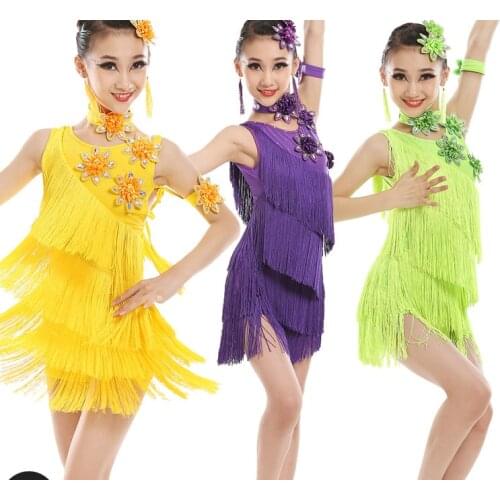New Style Latin Dance Costumes Senior Sexy Tassel Latin Dance Dress for Children Latin Dance Dresses
