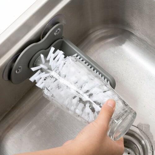 Creative Suction Cup Glass Bottle Cleaning Brush Kitchen Rotating Water Tea Cup Brush Kitchen Washing Cup Tools