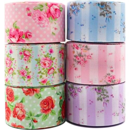 10 Yards 1.5" 38MM Floral Double-Sided Printed Grossgrain Ribbon For Hair Accessories DIY Crafts Handmade Y2021040104