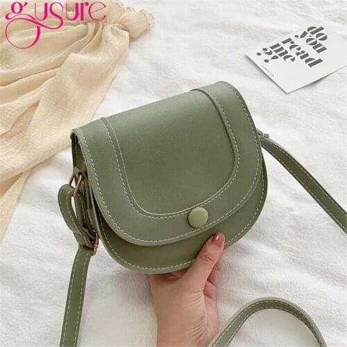 Gusure Solid Color Women Crossbody Bags Small Saddle Handbags 2021 Lady Messenger Bags Pu Leather