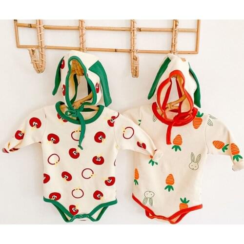 Autumn 0-3Yrs Baby Girls 2020 Baby Girl Bodysuits Long Sleeve Cotton One-piece Tomato Radish Clothes +pants+ Hat Baby Bodysuits