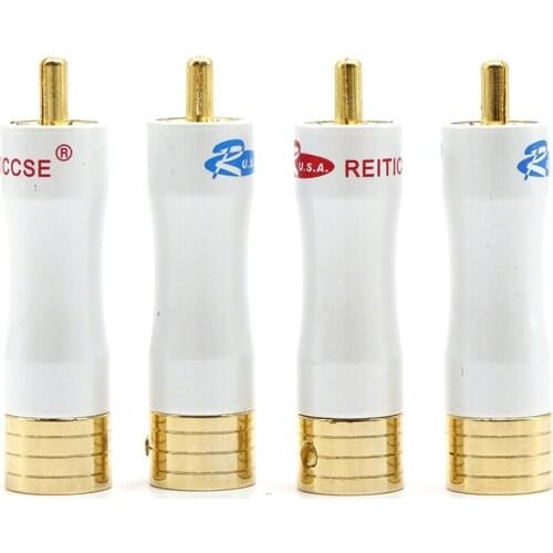 4PCS RCA Male Plug Adapter Audio Phono Gold Plated Solder Connector RCA Repair Ends HIFI 8MM Cable Plug