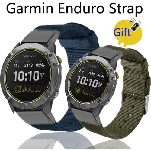 Sport Quick Fit Nylon Straps For Garmin Enduro strap smart watch band Canvas Bracelet Enduro Screen Protector film Accessories