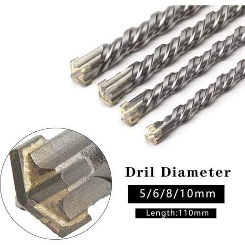 11cm Concrete Drill Bit Double SDS Plus Slot Masonry Hammer Head Tool 5/6/8/10mm High Speed White Steel Wrench For Electric Dril