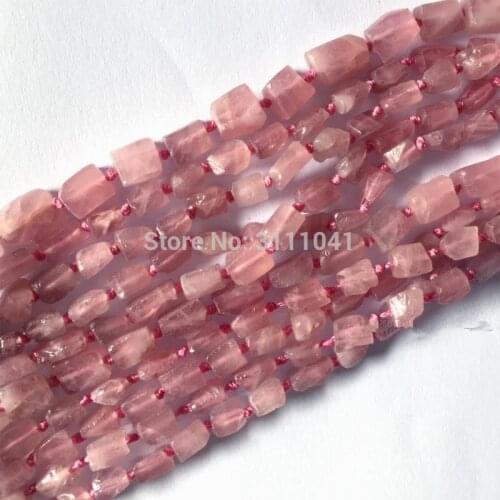 A loose beads rose quartz pink 6-8mm 39cm for DIY jewelry making FPPJ wholesale beads nature gem stone