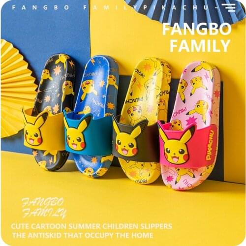 Pokemon Pikachu Slippers Anime Pokemon Spring Summer Home Shoes for Baby Boys Girls Children Indoor House Kids Shoes Toys